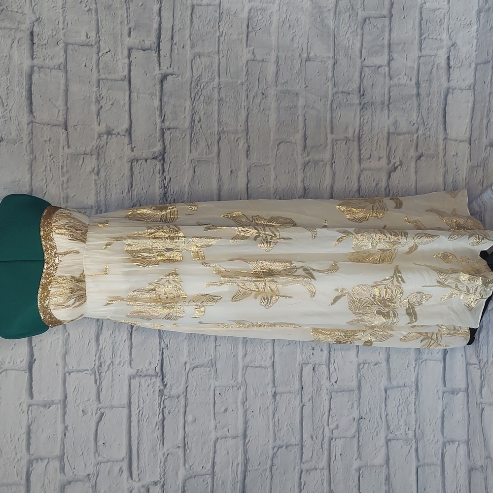 Aidan Mattox niteline Womens Ivory gold metallic maxi dress